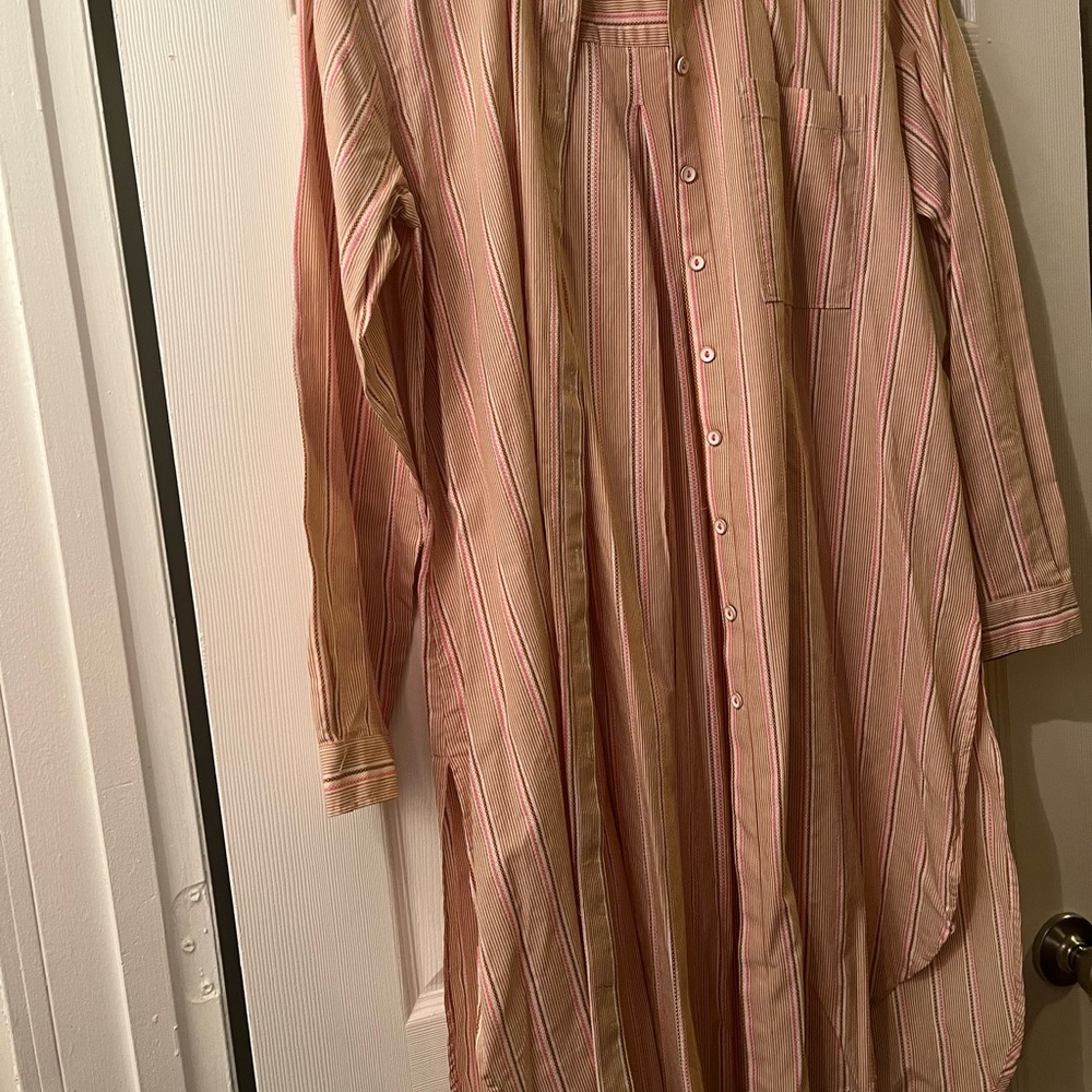 Anthropologie Striped Long Sleeve Button-Up Shirt Dress size medium
